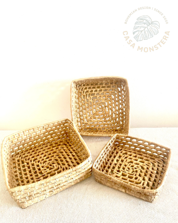 Trio de cestos quadrados